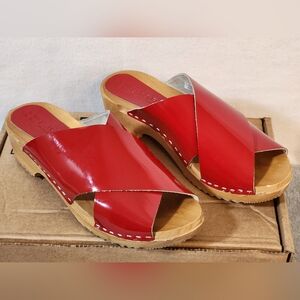 Bjork Eevi Criss Cross Leather Wooden Clog Sandal Size EU 40 US‎ 9-9.5